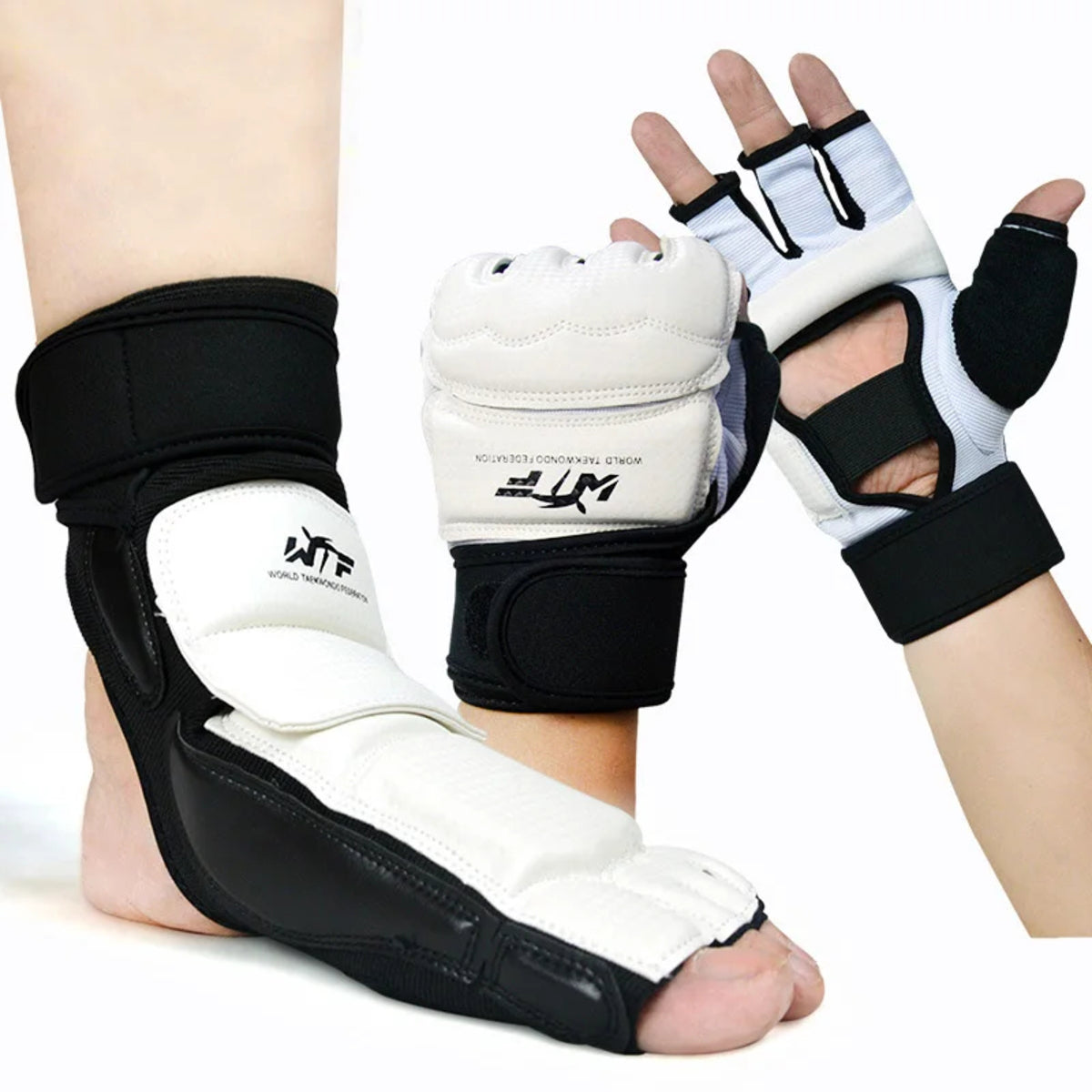 Taekwondo Foot Gloves - Leather Ankle Protector Sparring Gear for Kids