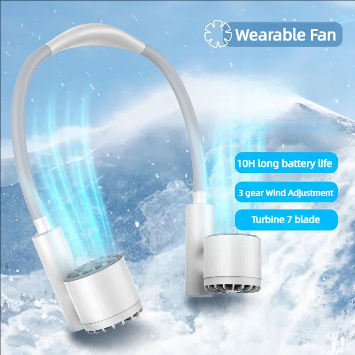 Lightweight USB Neck Fan - Wearable 3-Speed Portable Air Cooler