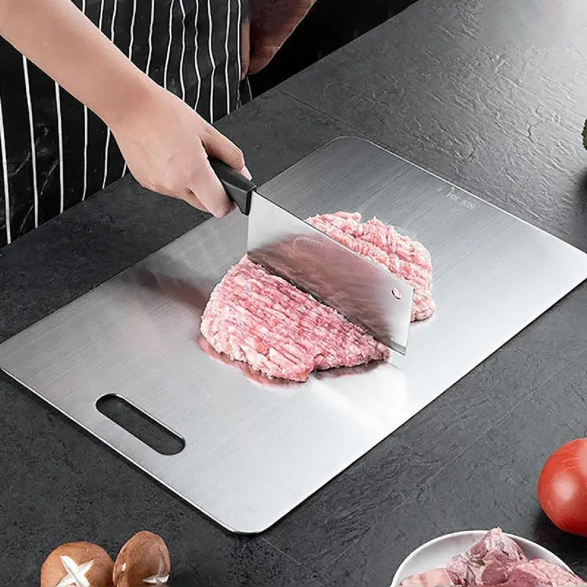 Titanium Stainless Steel Cutting Board - Double-Sided and Food Grade
