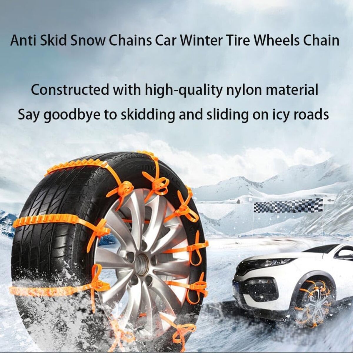 20 Pcs Snow Chains - Universal Anti-Slip Tire Traction Belts for Winter