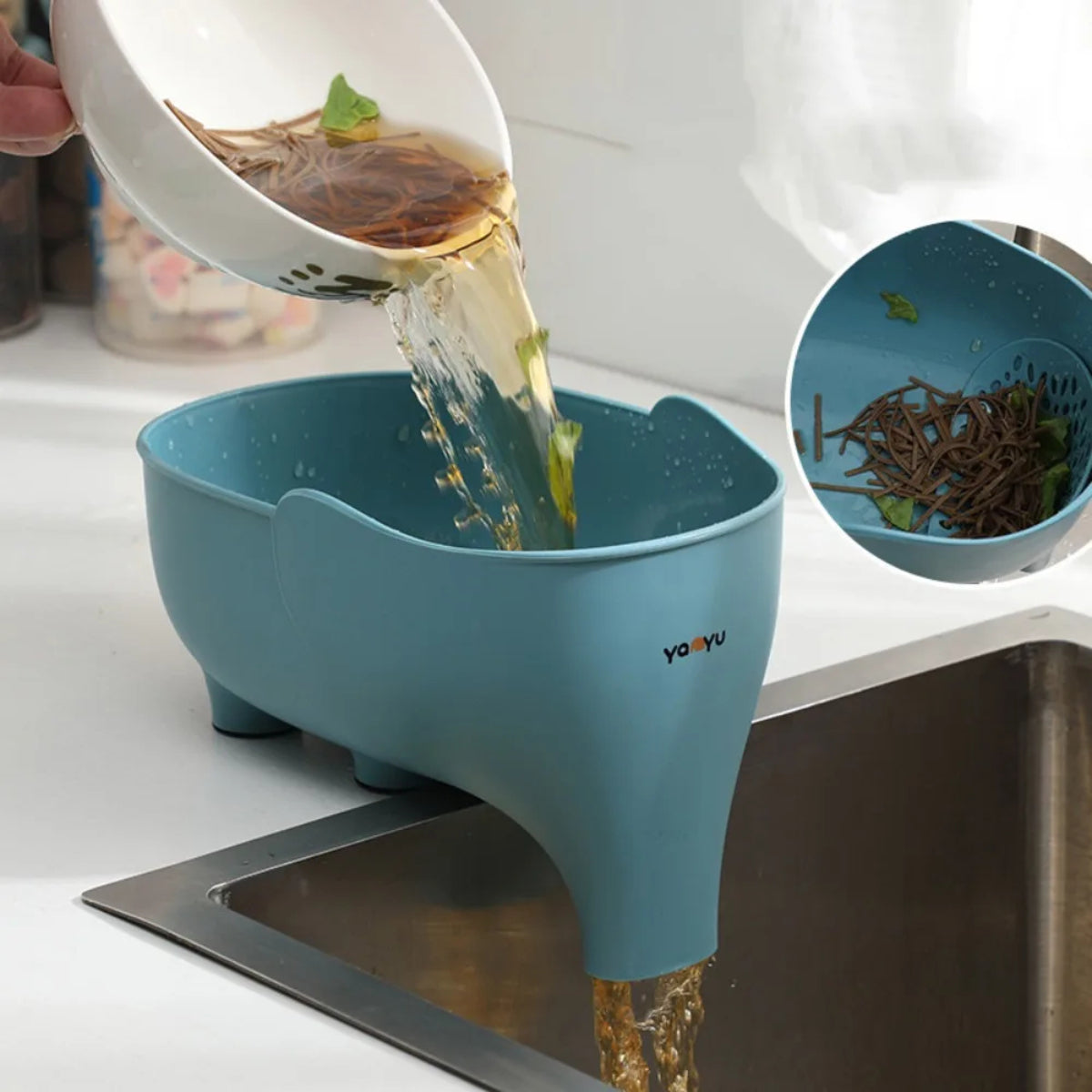 Elephant Sink Strainer - Hanging Fruit and Vegetable Washing Basket