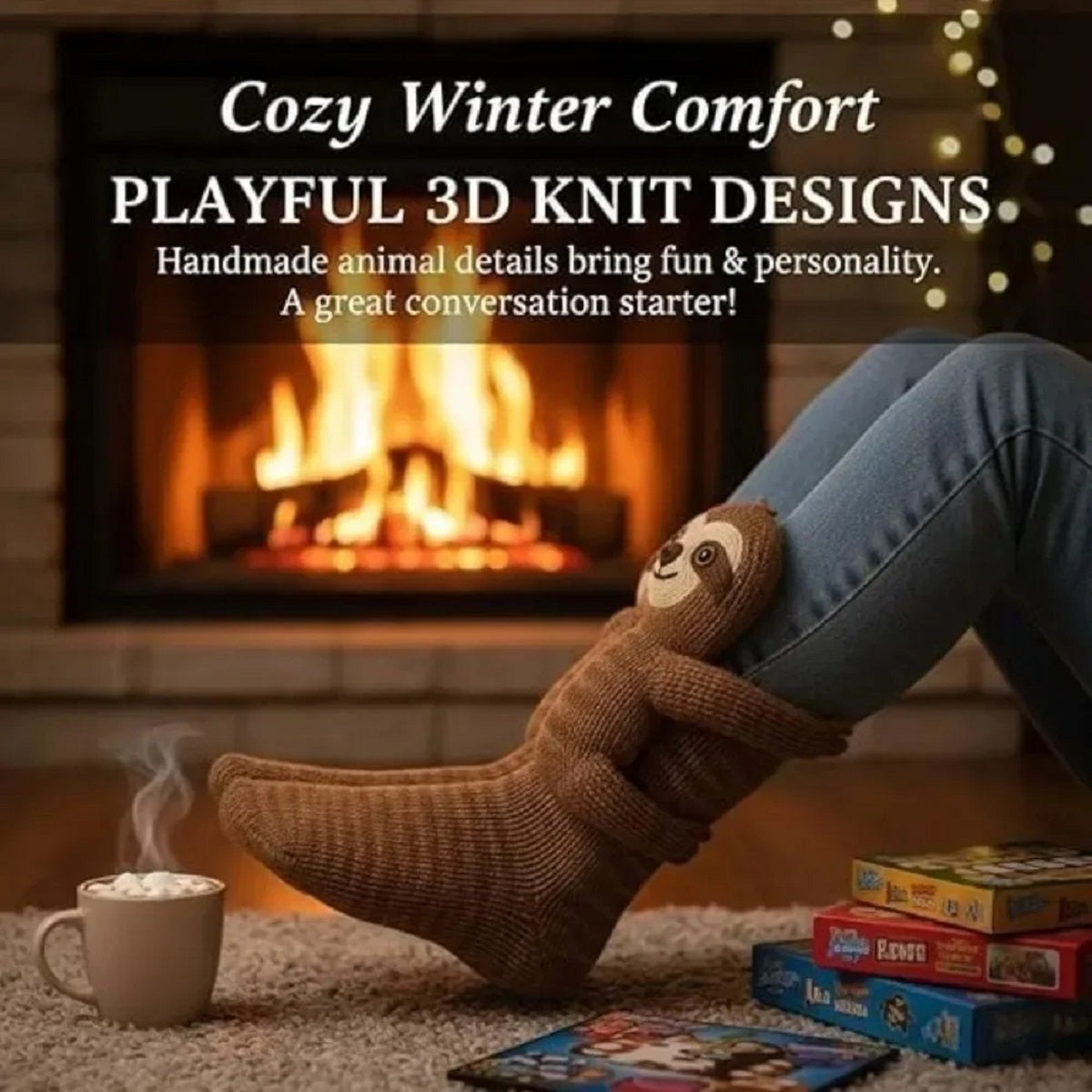 3D Knitted Animal Floor Socks - Cute Warm Winter Slippers