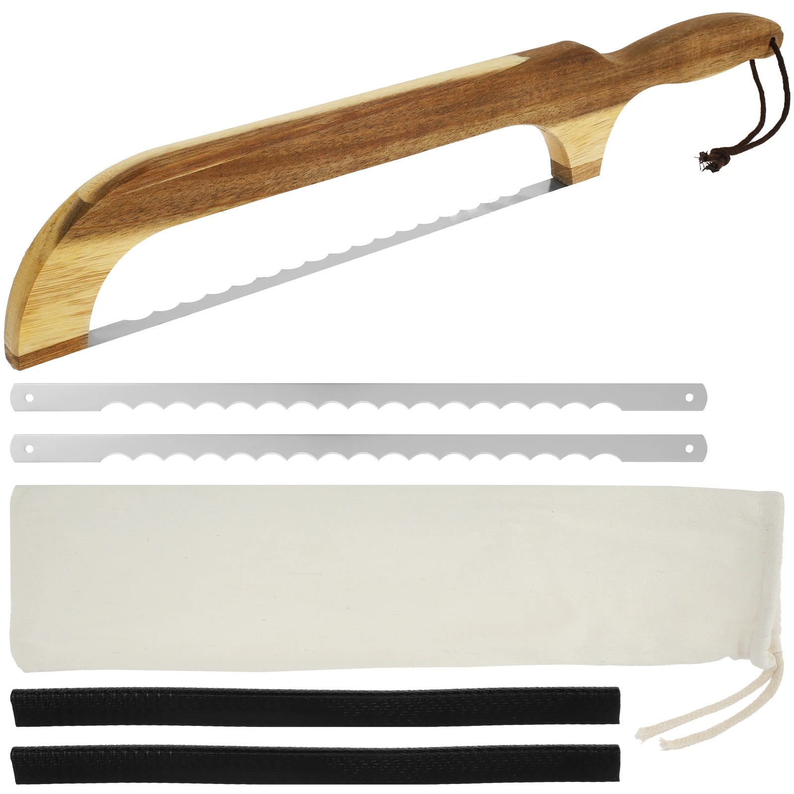 Wooden Bread Bow Cutter Serrated Bagel Sourdough Slicer Bread Cutting Tool