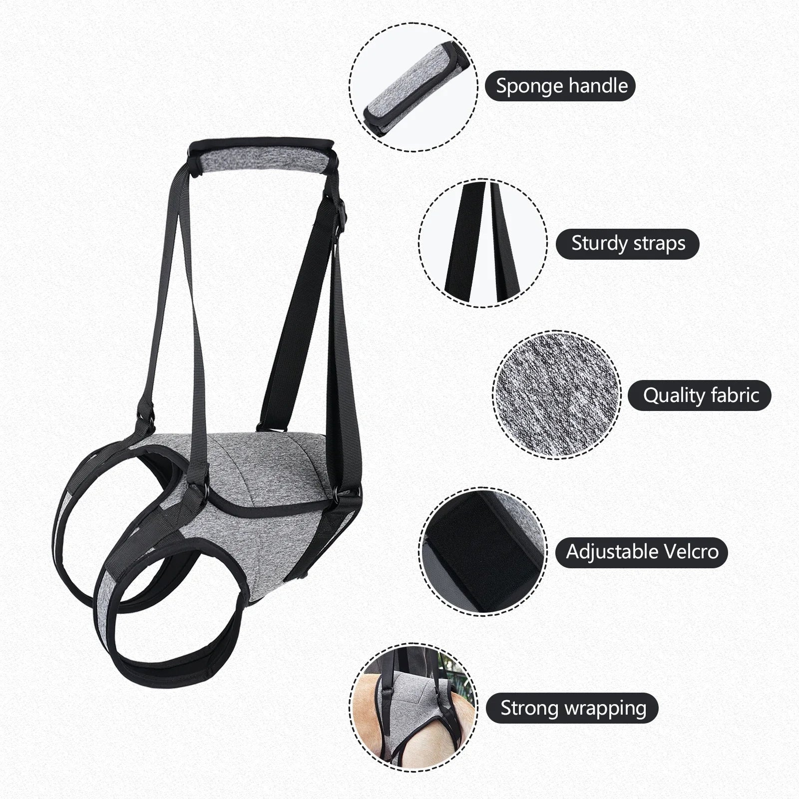 Adjustable Dog Rear Lift Harness - Soft Padded Back Leg Support Sling for Large Dogs