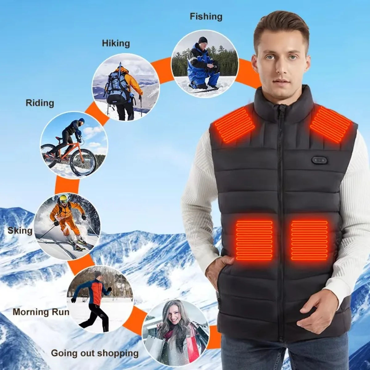 USB Heated Jacket Vest - Waterproof Winter Smart Heating Gear