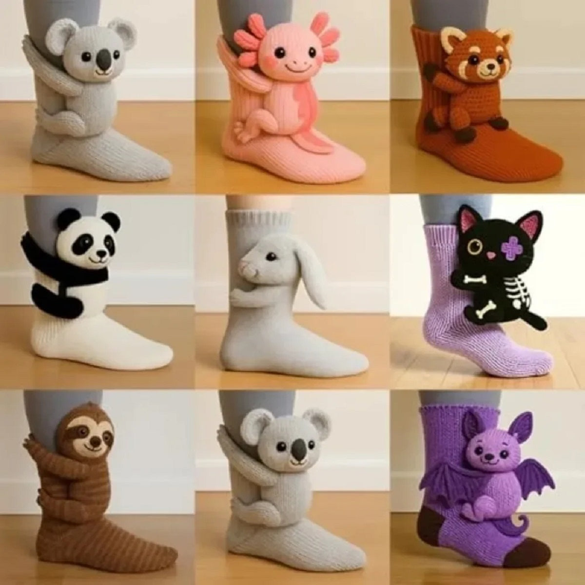 3D Knitted Animal Floor Socks - Cute Warm Winter Slippers