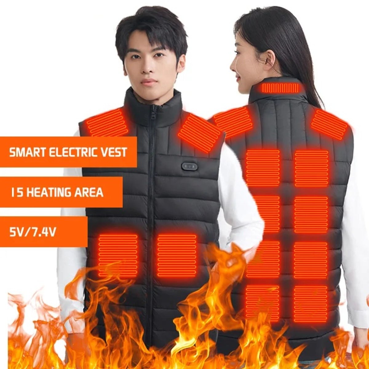 USB Heated Jacket Vest - Waterproof Winter Smart Heating Gear