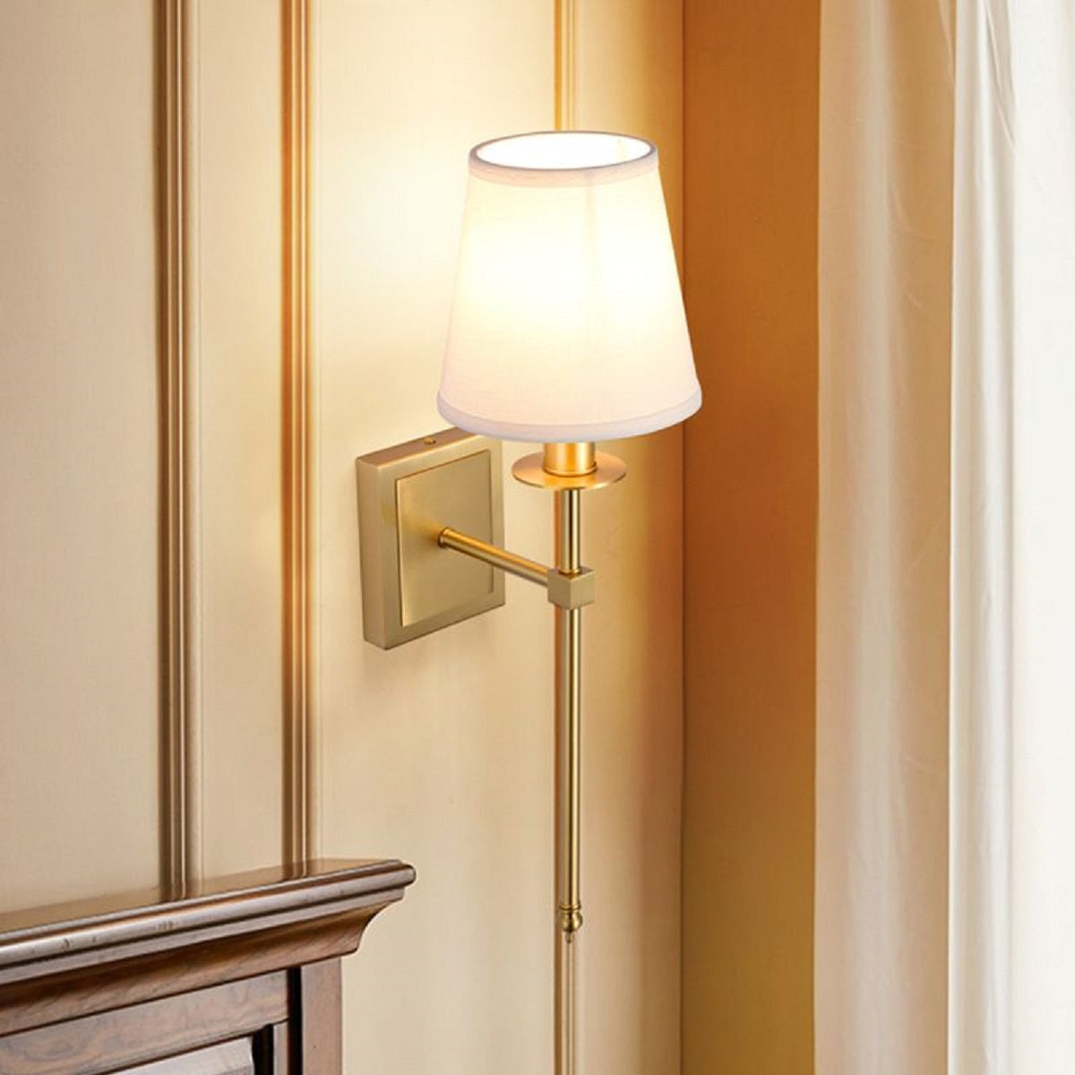 Vintage Industrial Wall Lamps with White Fabric Shade