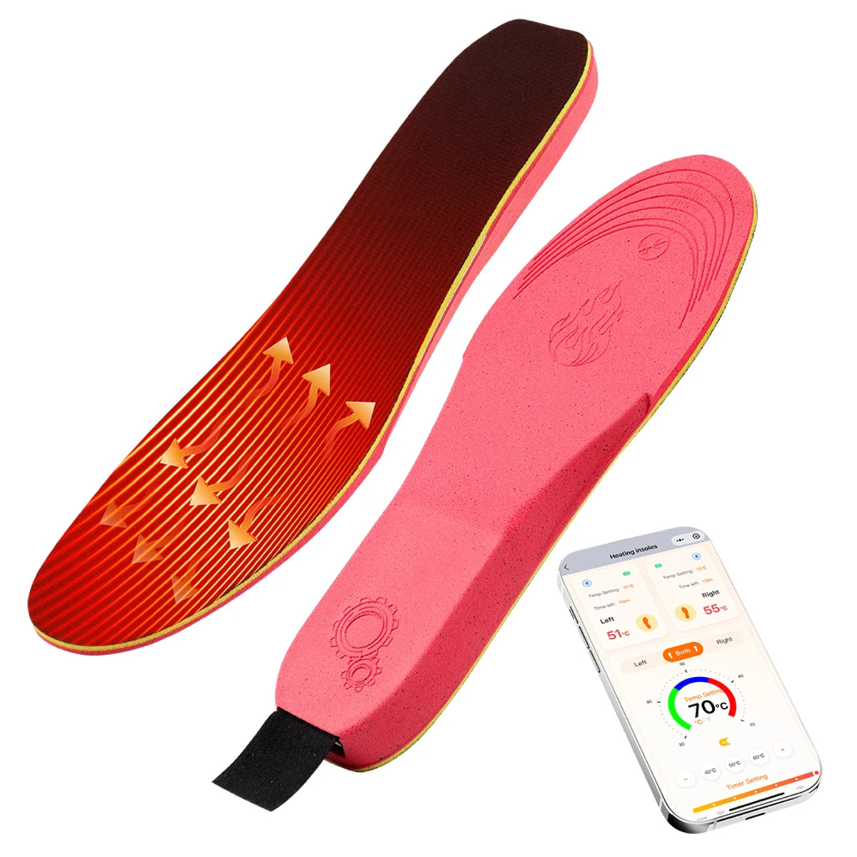 App-Controlled Heated Insoles - Electric Warming Pads with Adjustable Temperature