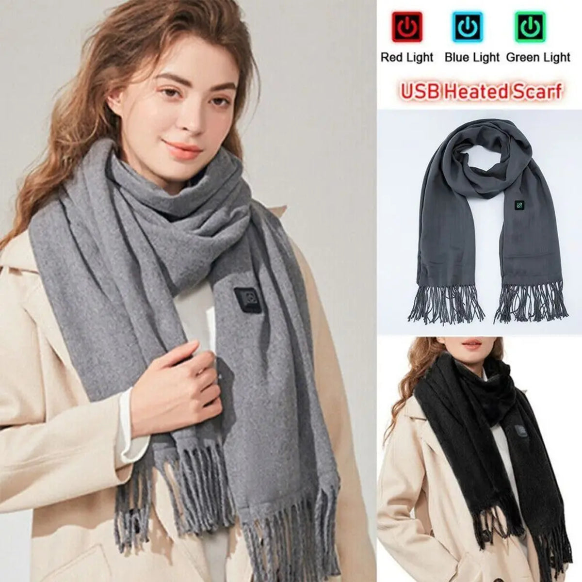 USB Heated Scarf - Adjustable Electric Neck Warmer for Winter
