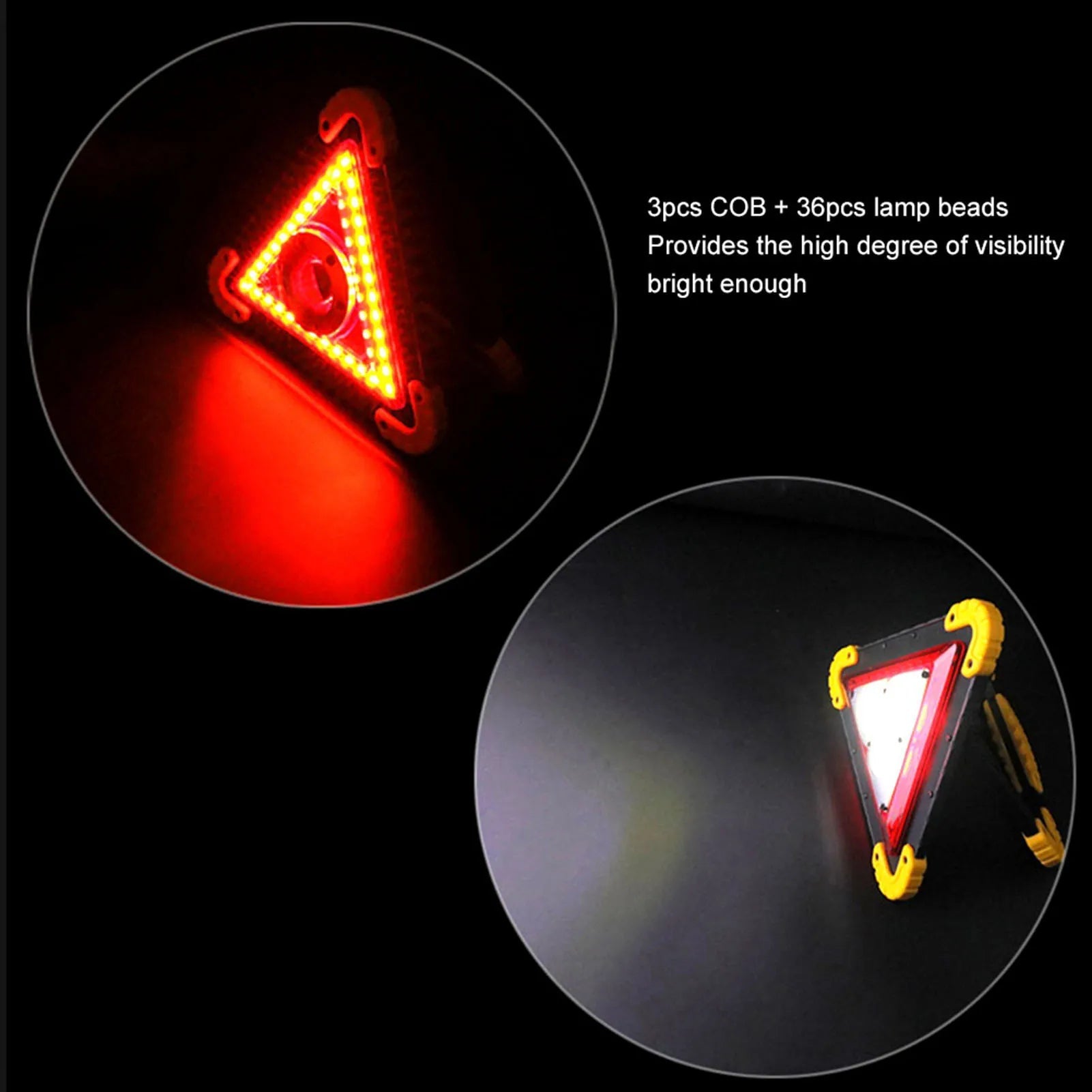 LED Emergency Warning Triangle - 30W Car Breakdown Safety Stop Sign