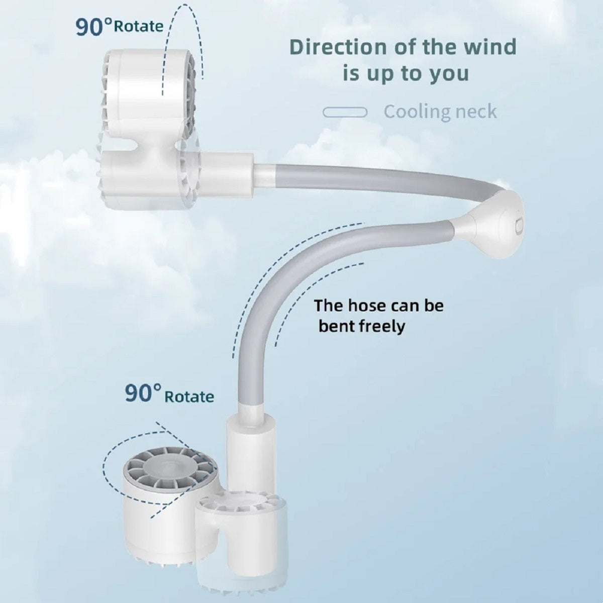 Lightweight USB Neck Fan - Wearable 3-Speed Portable Air Cooler