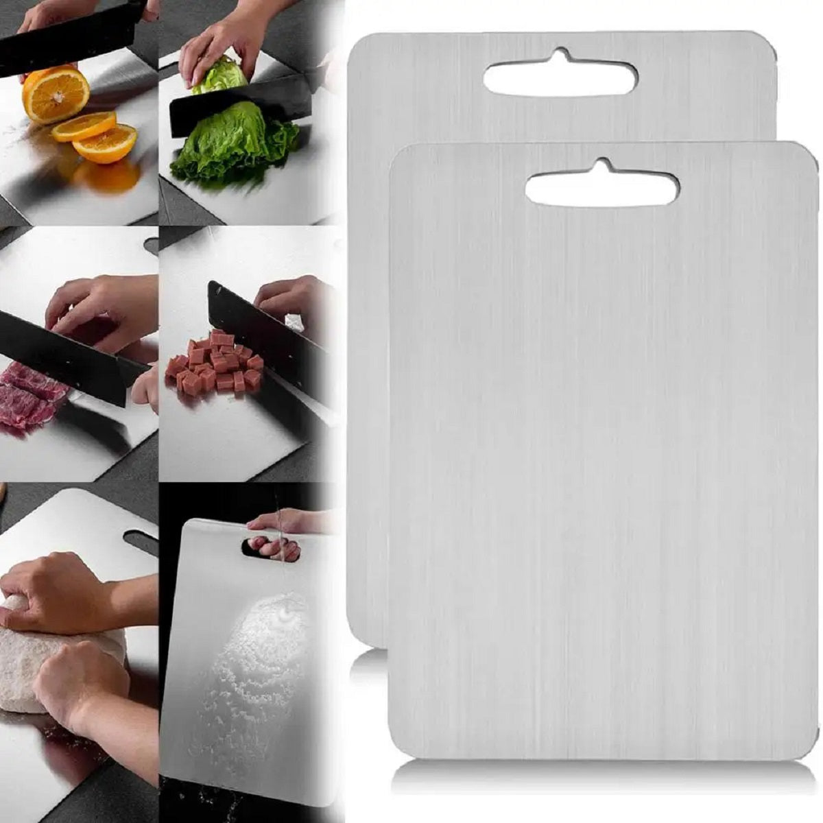 Titanium Stainless Steel Cutting Board - Double-Sided and Food Grade