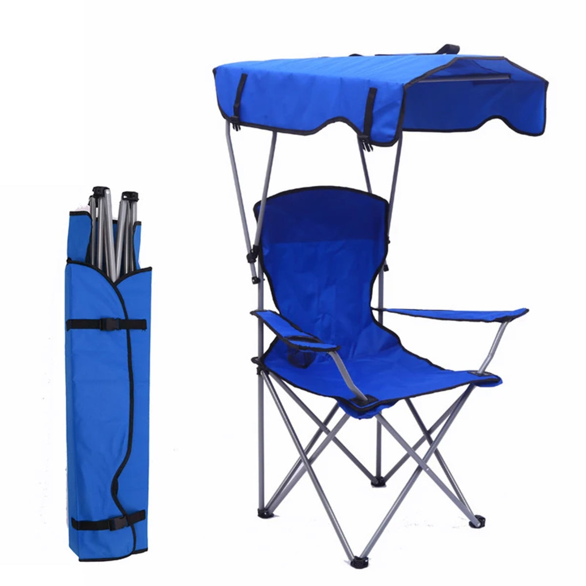 All-in-One Folding Camp Chair with Shade - Outdoor Chair for Hiking Beach & Fishing