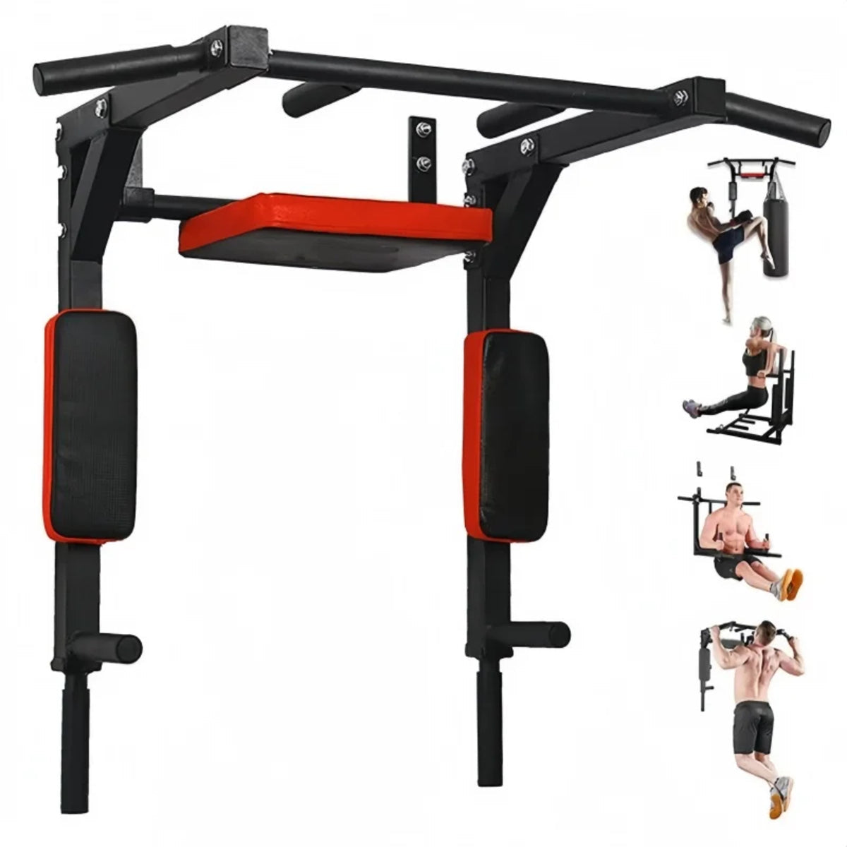 Wall-Mounted Pull-Up Bar - Heavy-Duty Steel Chin-Up Dip Station for Indoor Workouts