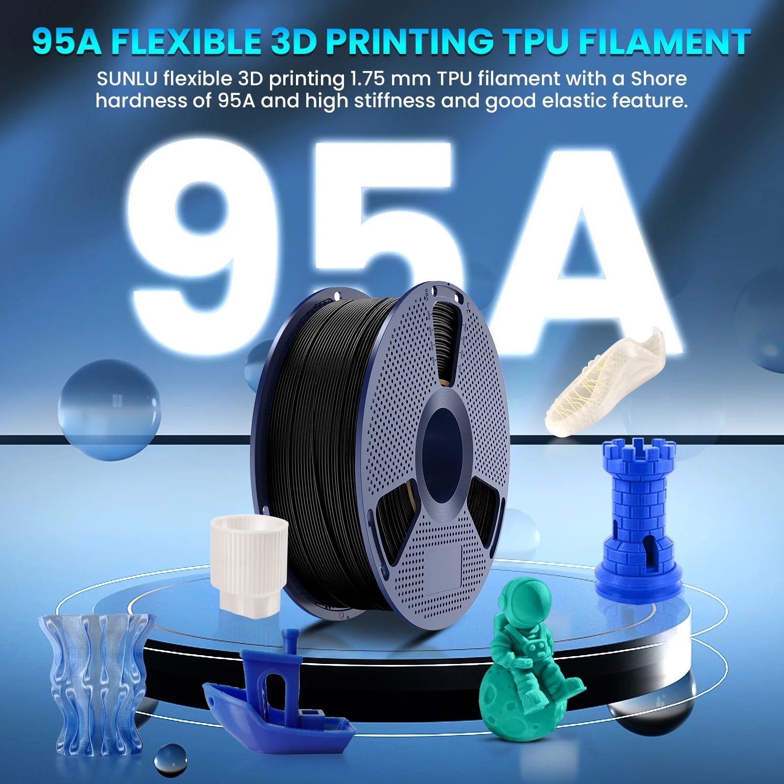 TPU Filament 0.07 in (95A) -High Elasticity and Heat Resistant for 3D Printing