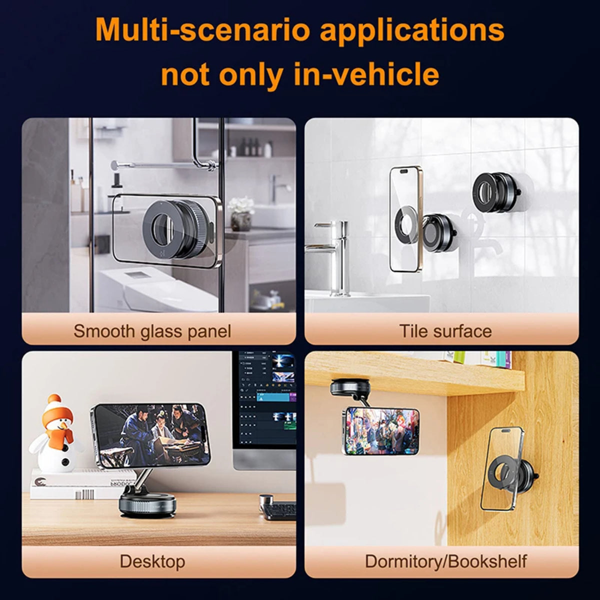 Magnetic Car Phone Holder - Foldable Vacuum Mount, Multi-Angle Adjustment