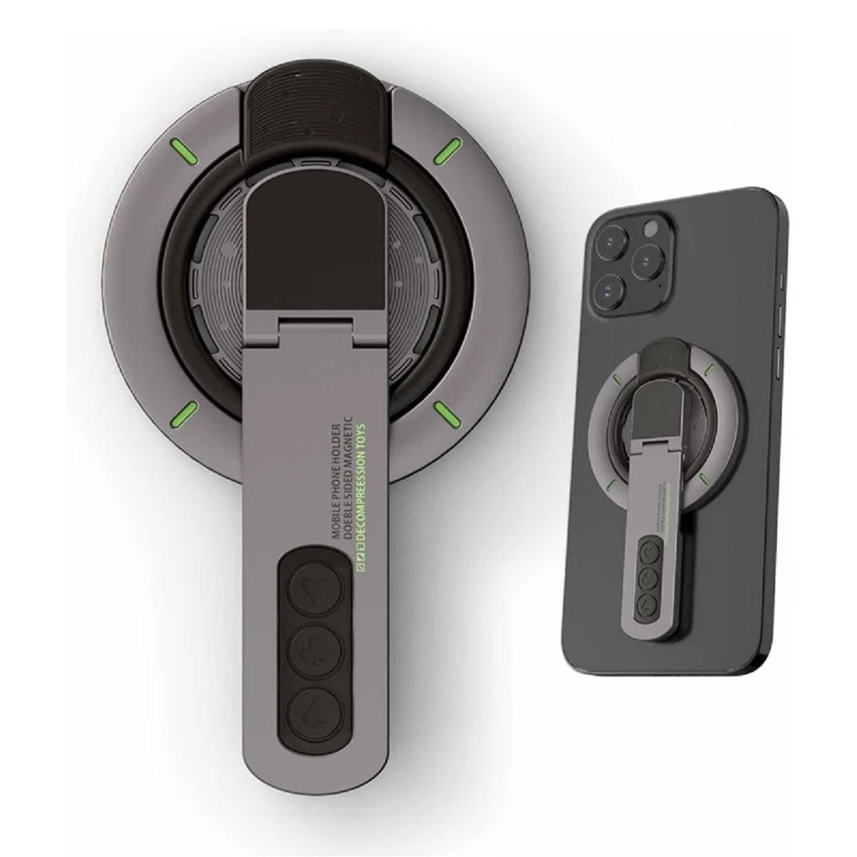 3-In-1 Magnetic Phone Grip Stand - Double-Sided Ring Holder for iPhone