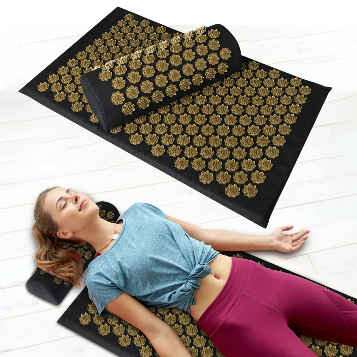 Shiatsu Acupressure Mat - Spike Massage Pad Pillow for Yoga and Fitness