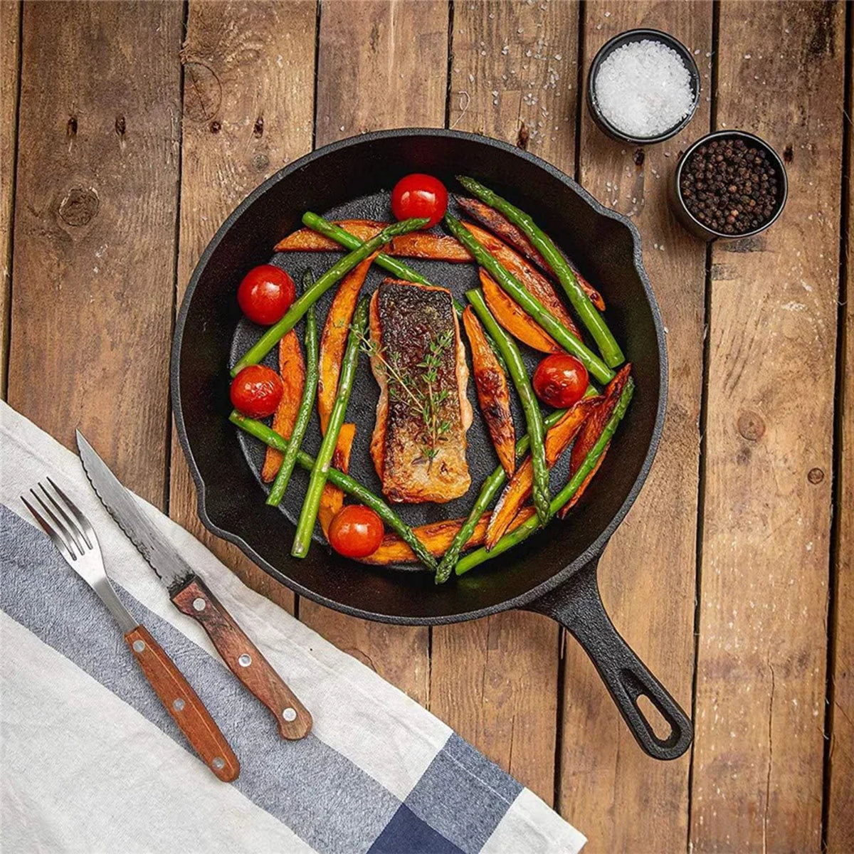 3-Piece Cast Iron Frying Pan Set - Uncoated Non-Stick Skillets & Stir-Frying