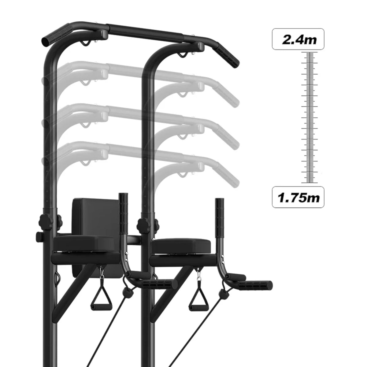 Power Tower Dip Station - Adjustable Pull-Up Bar and Ab Workout Equipment for Home Gym