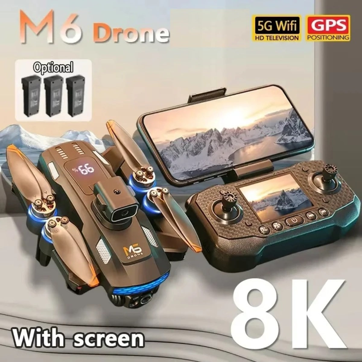 Professional 8K Drone - 5G WiFi FPV Quadcopter with Screen Remote and Obstacle Avoidance