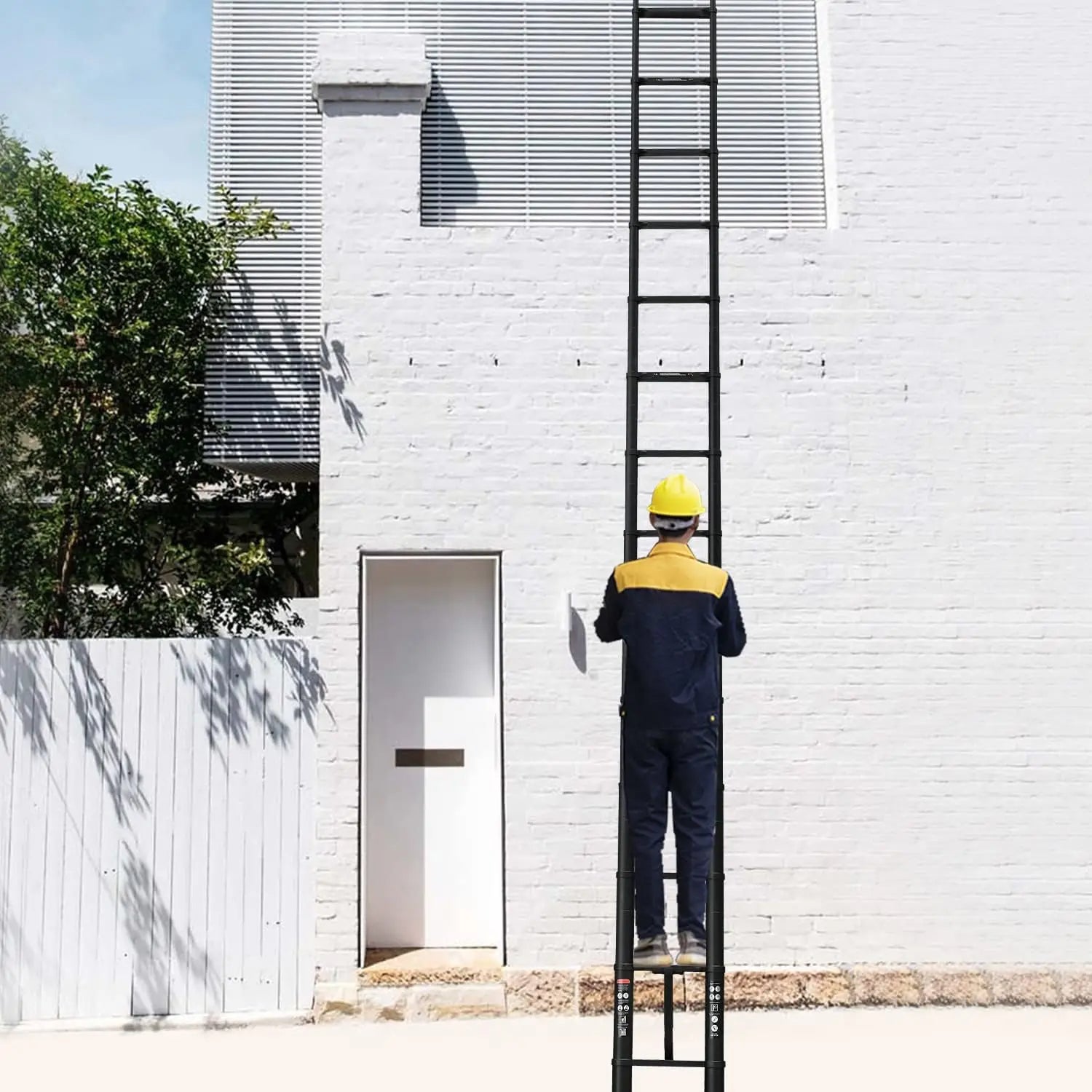20.3 ft Telescopic Ladder - 14-Step Aluminium Extension with Hooks