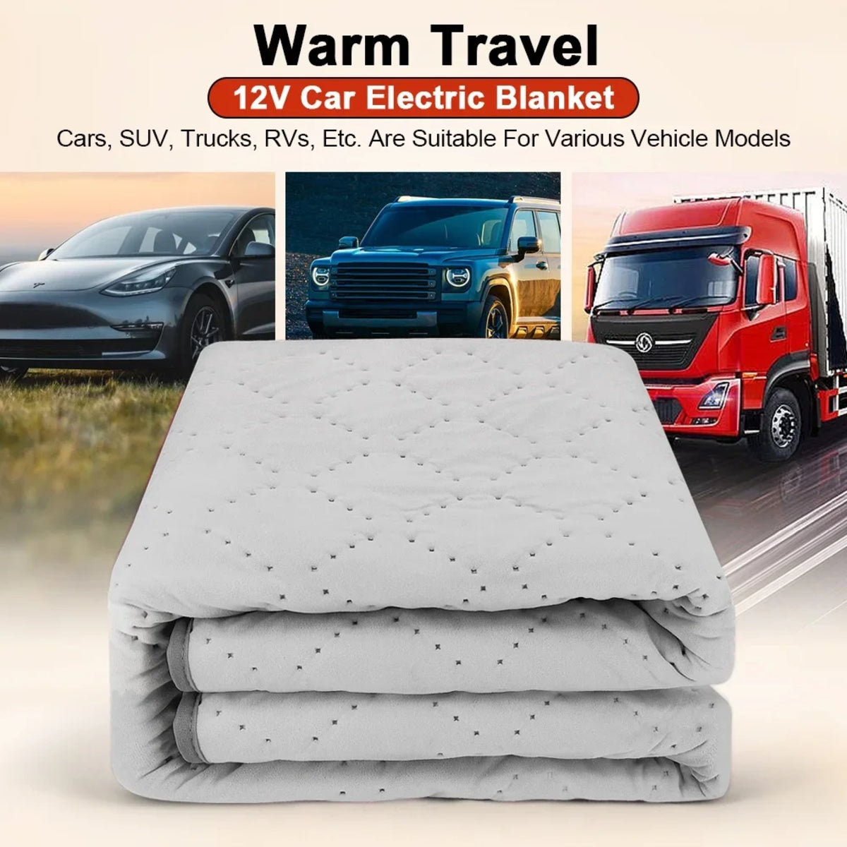 12V Heated Car Blanket - Electric Winter Pad for Camping and Trucks