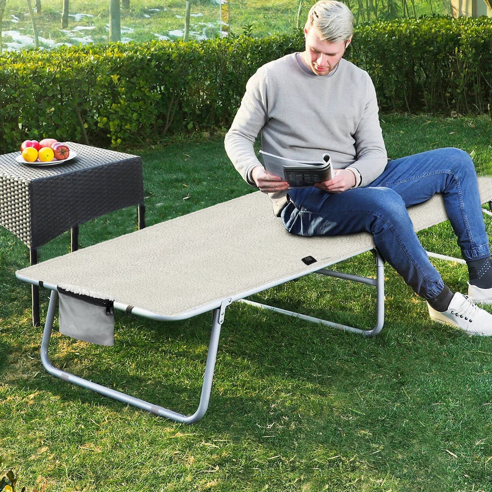 Electric Heated Sherpa Seat Pad - Adjustable Temperature Chair & Sofa Mat