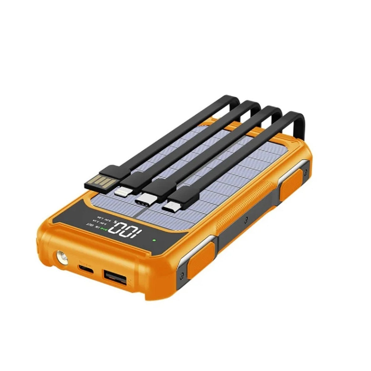 4-in-1 Solar Power Bank - Fast Charging Mobile Battery with LED Light