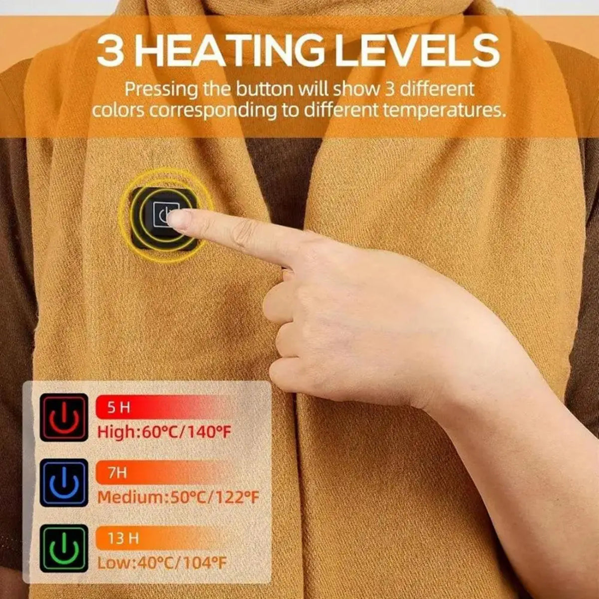 USB Heated Scarf - Adjustable Electric Neck Warmer for Winter