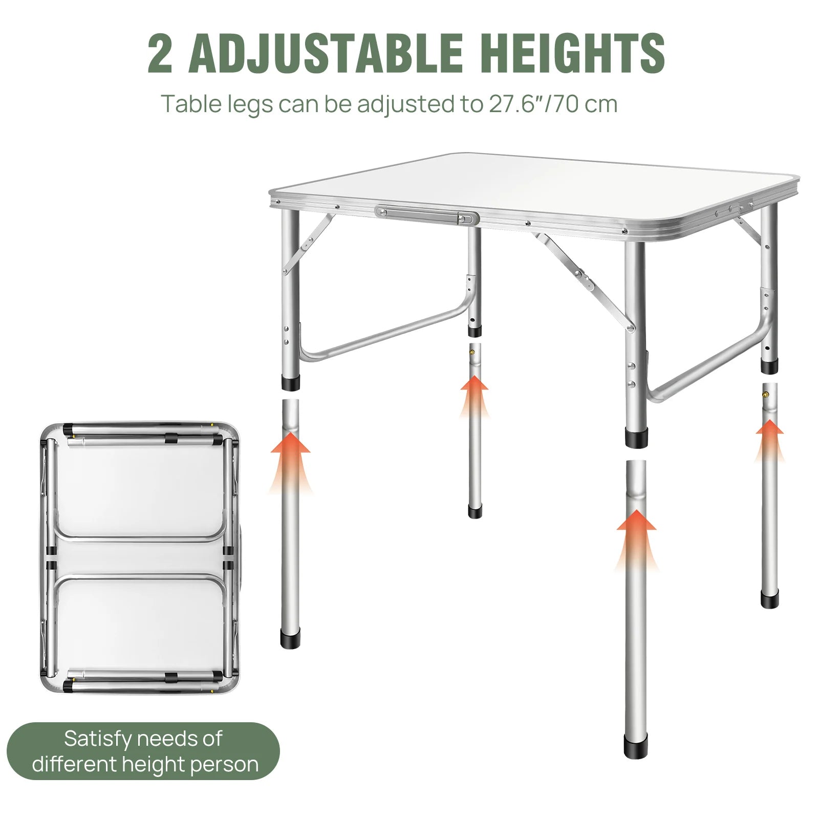 Mini Folding Camping Table - Portable Aluminium with Adjustable Height