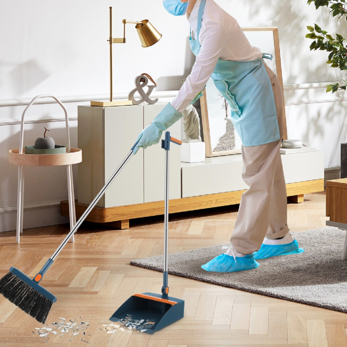 Folding Broom Dustpan Set - Handheld Sweeping for Indoor Cleaning