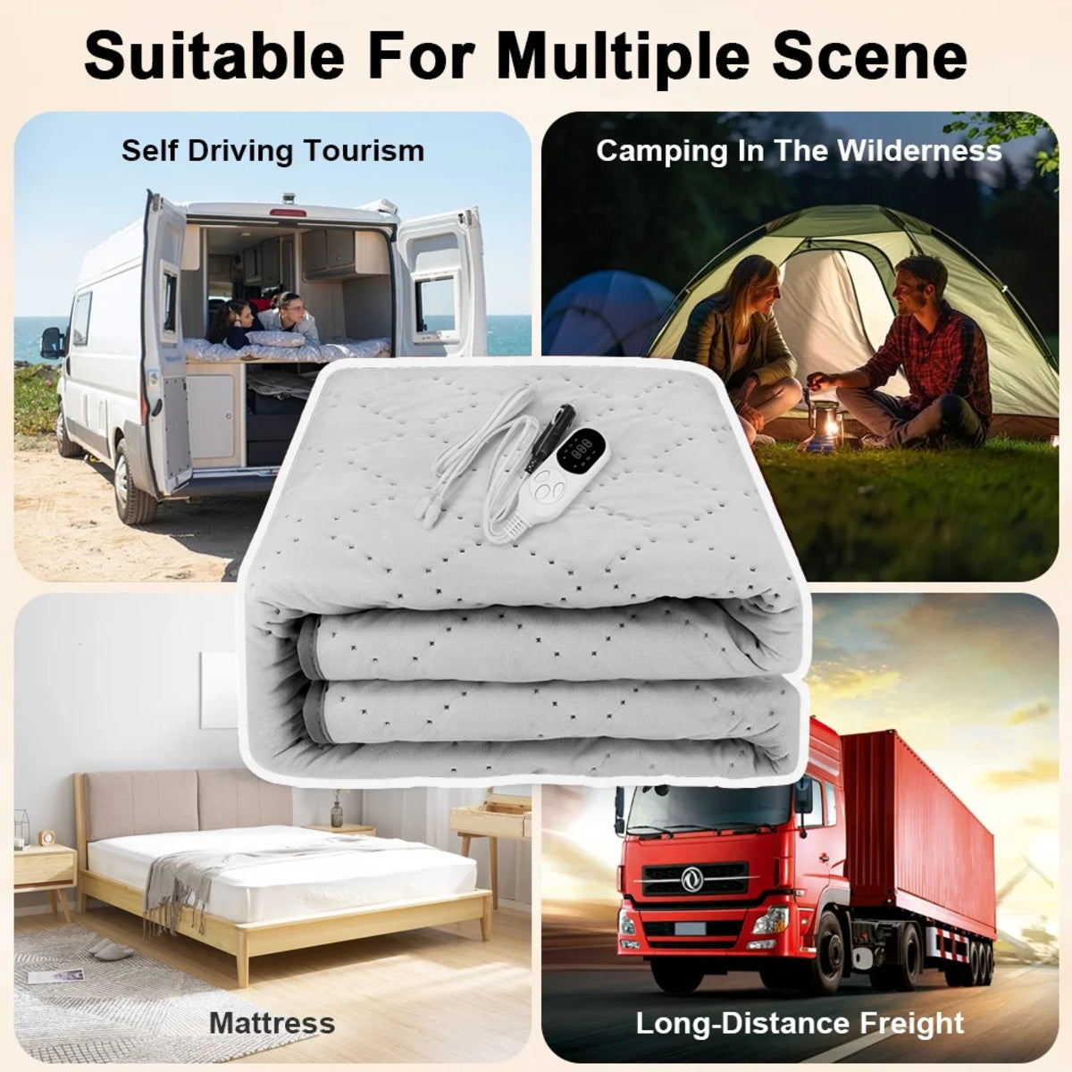 12V Heated Car Blanket - Electric Winter Pad for Camping and Trucks