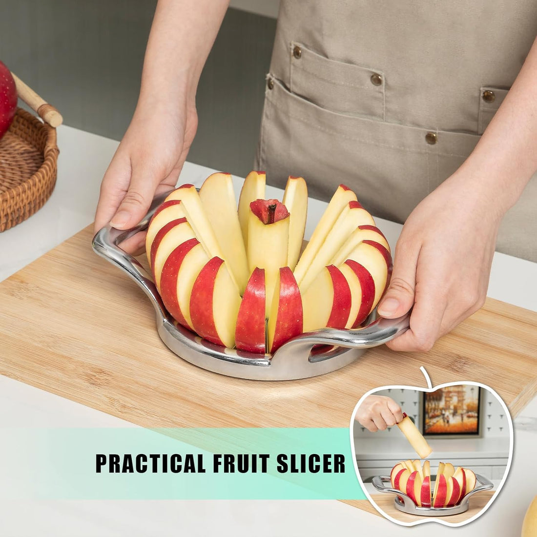 12-Blade Apple Slicer Corer - Stainless Steel Ultra-Sharp Fruit Cutter