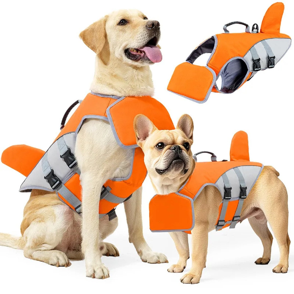 Shark Fin Dog Life Jacket -Adjustable Pet Swimming Safety Vest
