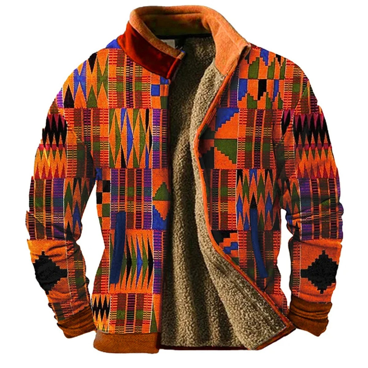 Men's Casual Cardigan Thickened Warm 3D Printed Sweatshirt