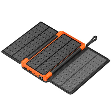 Folding Solar Power Bank - 3-Panel Qi Wireless Charger for On-the-Go Charging