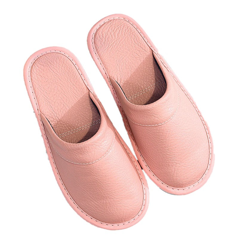 Unisex Leather Slippers Flat House Shoes