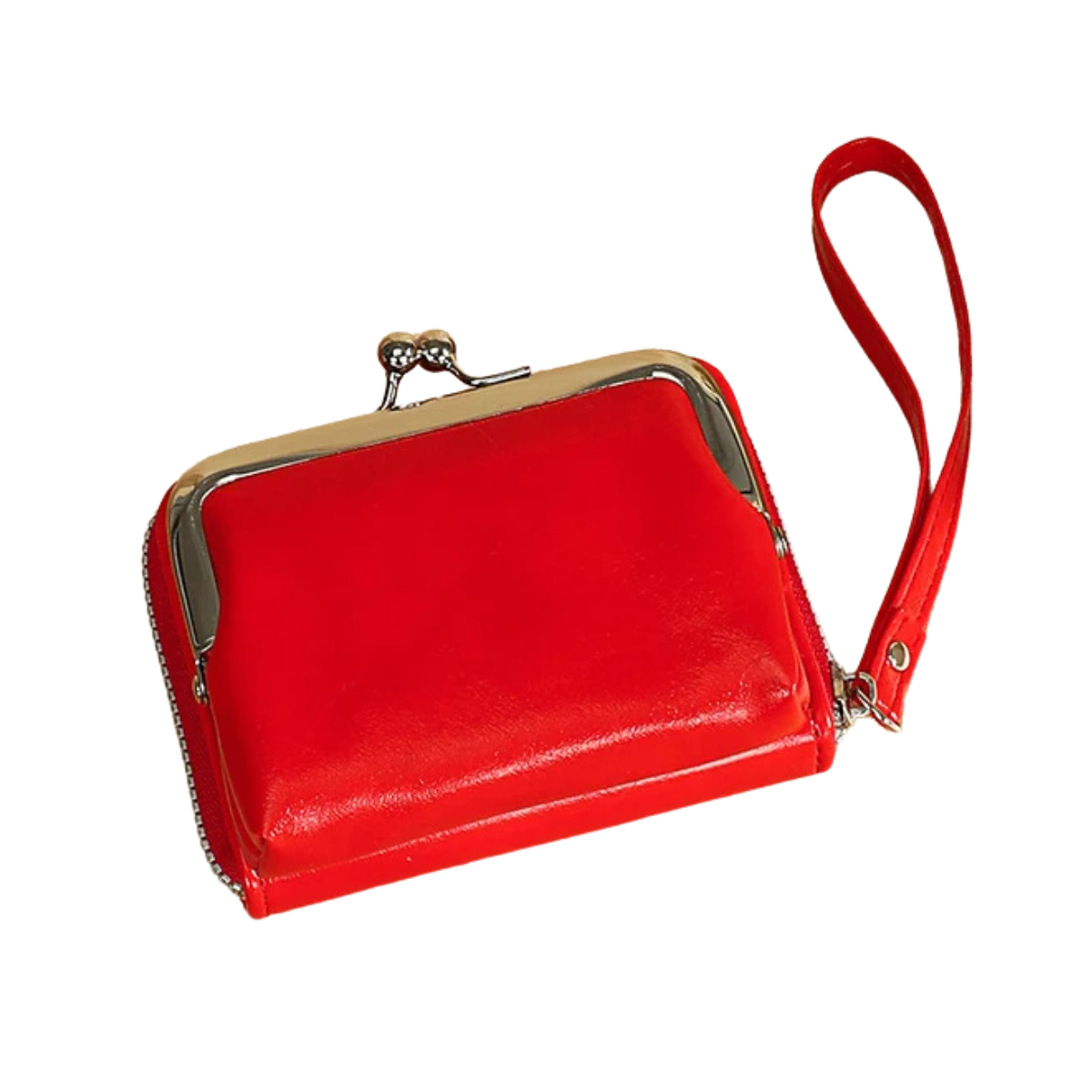 Women's Wallet Wrist Vintage Coin Purse with Zipper and Kiss Lock