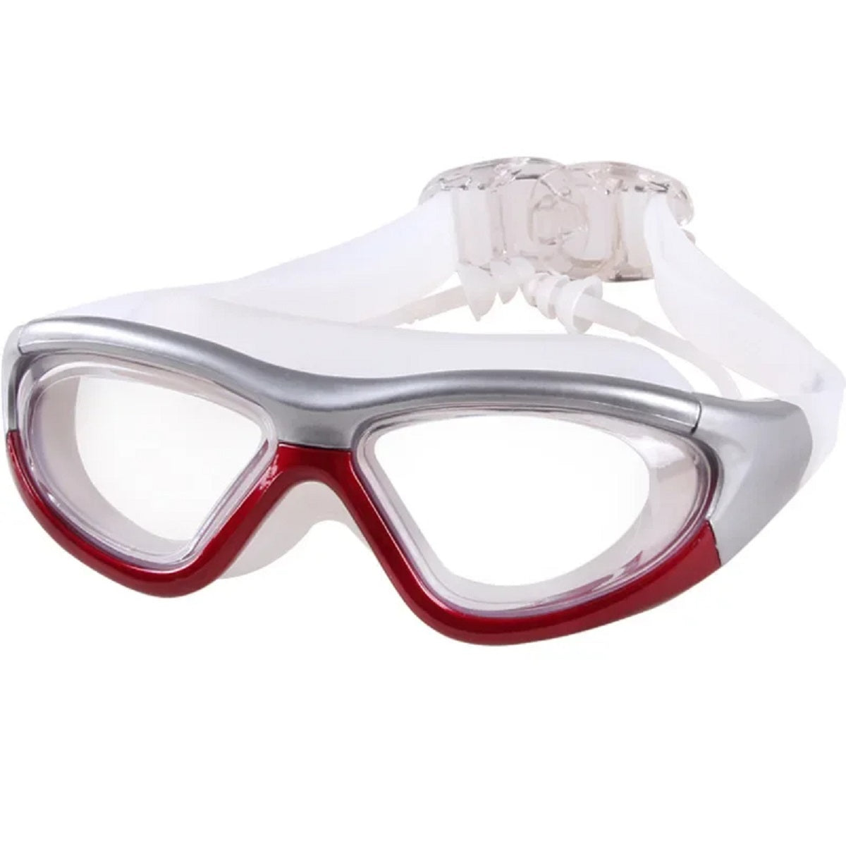 Anti-Fog Swim Goggles - Large Frame Swimming Glasses with Earplugs
