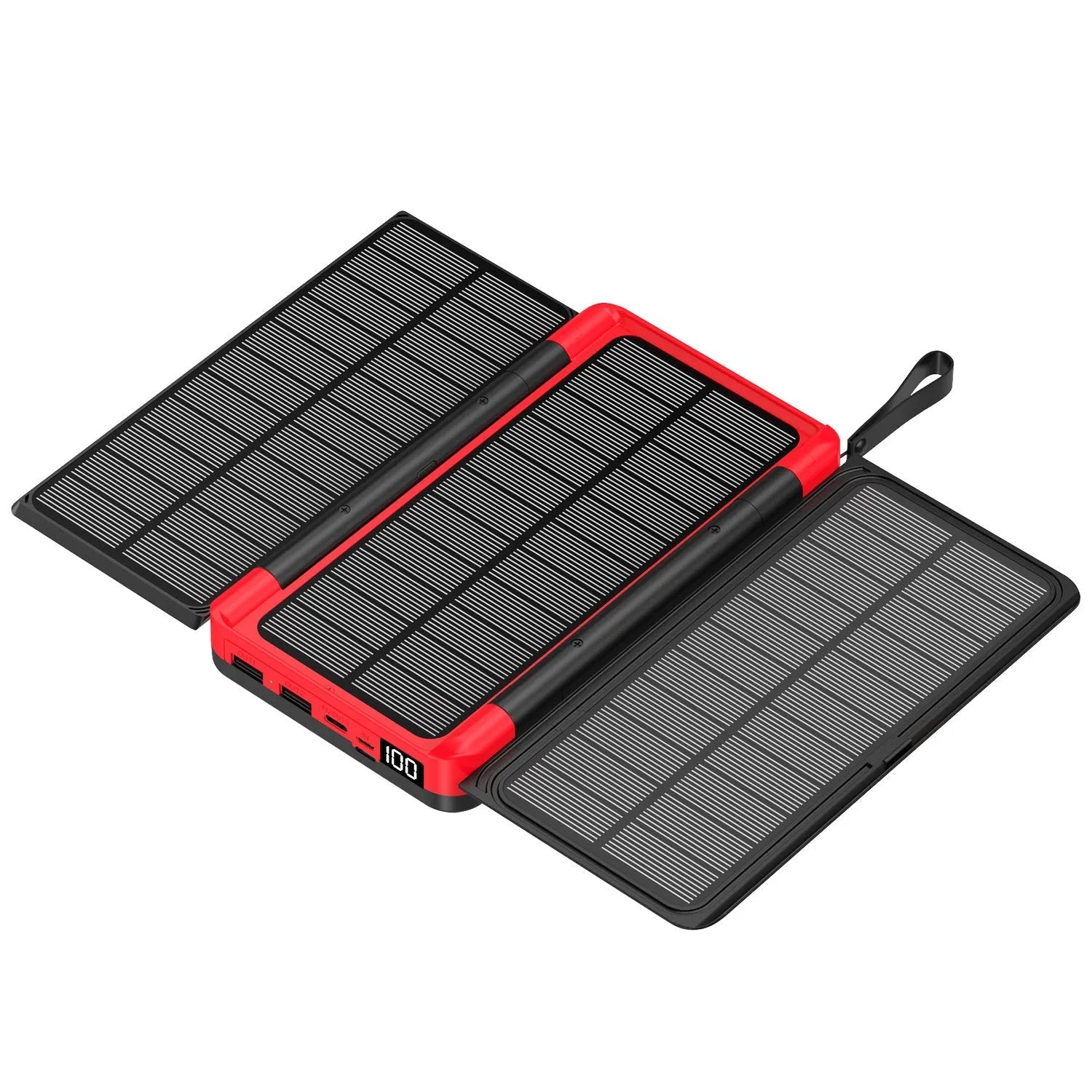Folding Solar Power Bank - 3-Panel Qi Wireless Charger for On-the-Go Charging