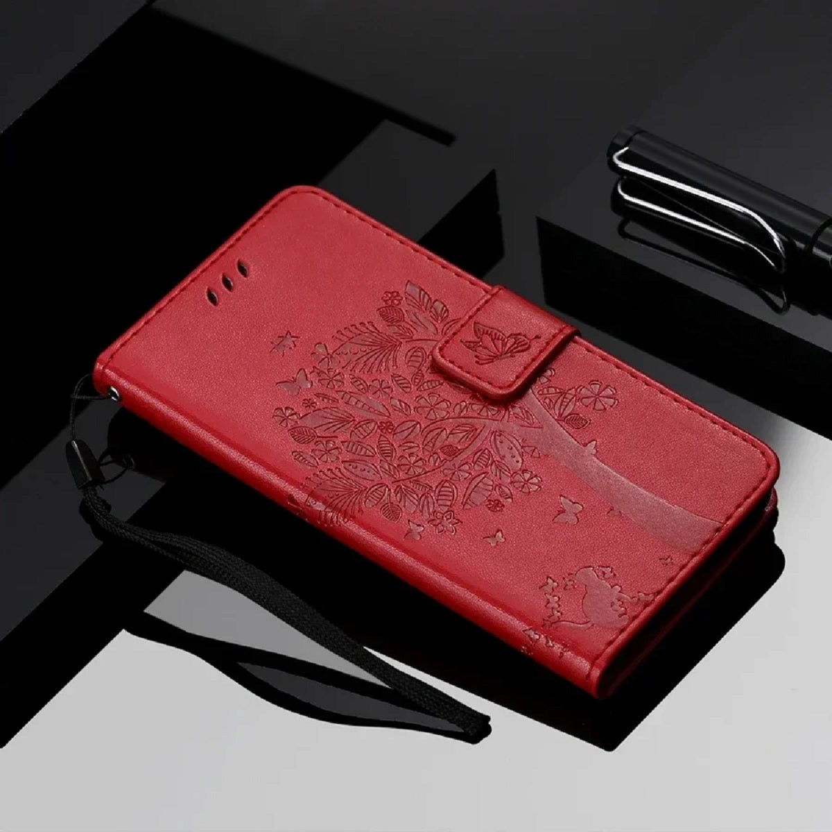 Wallet Tree Embossing Flip Leather Case for Samsung Galaxy