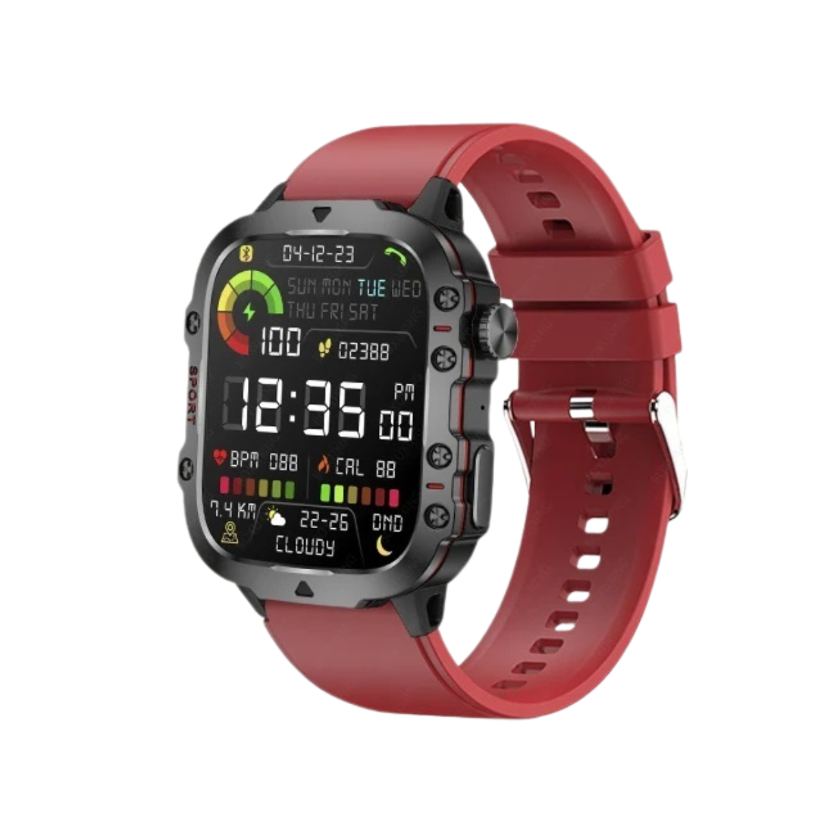 Men's Rugged Outdoor GPS Smartwatch - 1.96" Bluetooth Call and Waterproof
