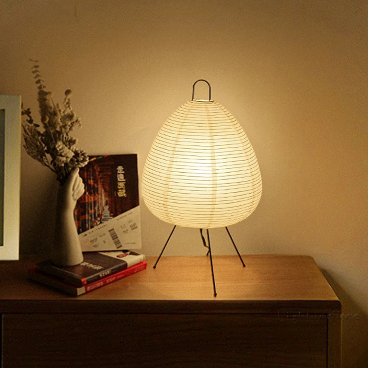 Dimmable Japanese Printed Rice Paper Lantern Table Lamp