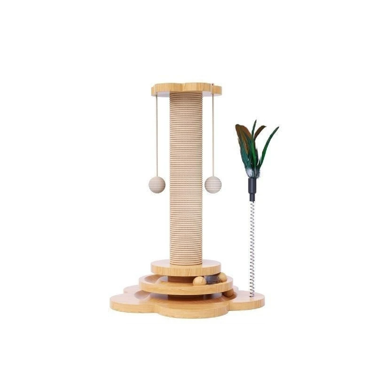 Petal Shaped Solid Wood Scratching Board Cat Toy