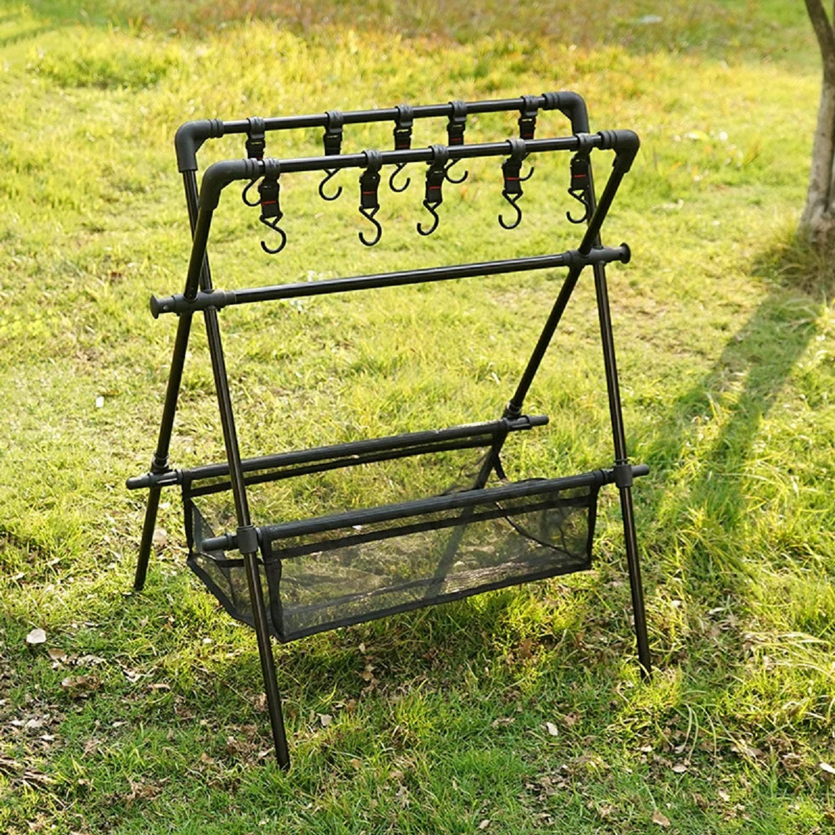 Camping Multifunction Foldable Storage Hanging Rack With Hooks