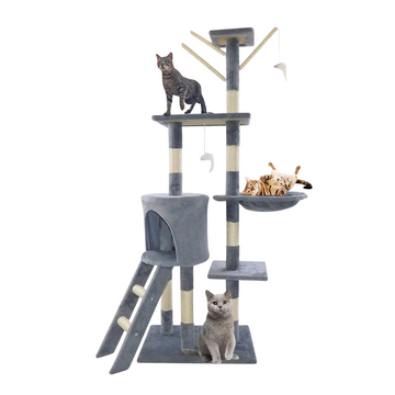 55.1 in Cat Tree Tower - Indoor/outdoor Scratching Post and Climbing Activity Centre