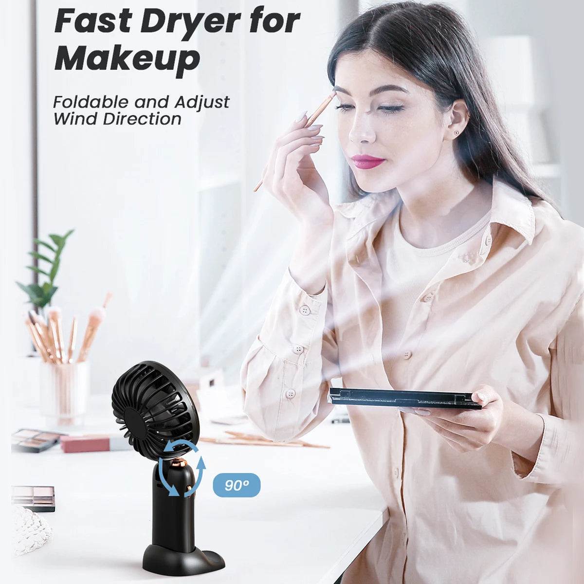 3-In-1 Portable Handheld Fan -5-Speed with LED Display for Neck Desk and Travel