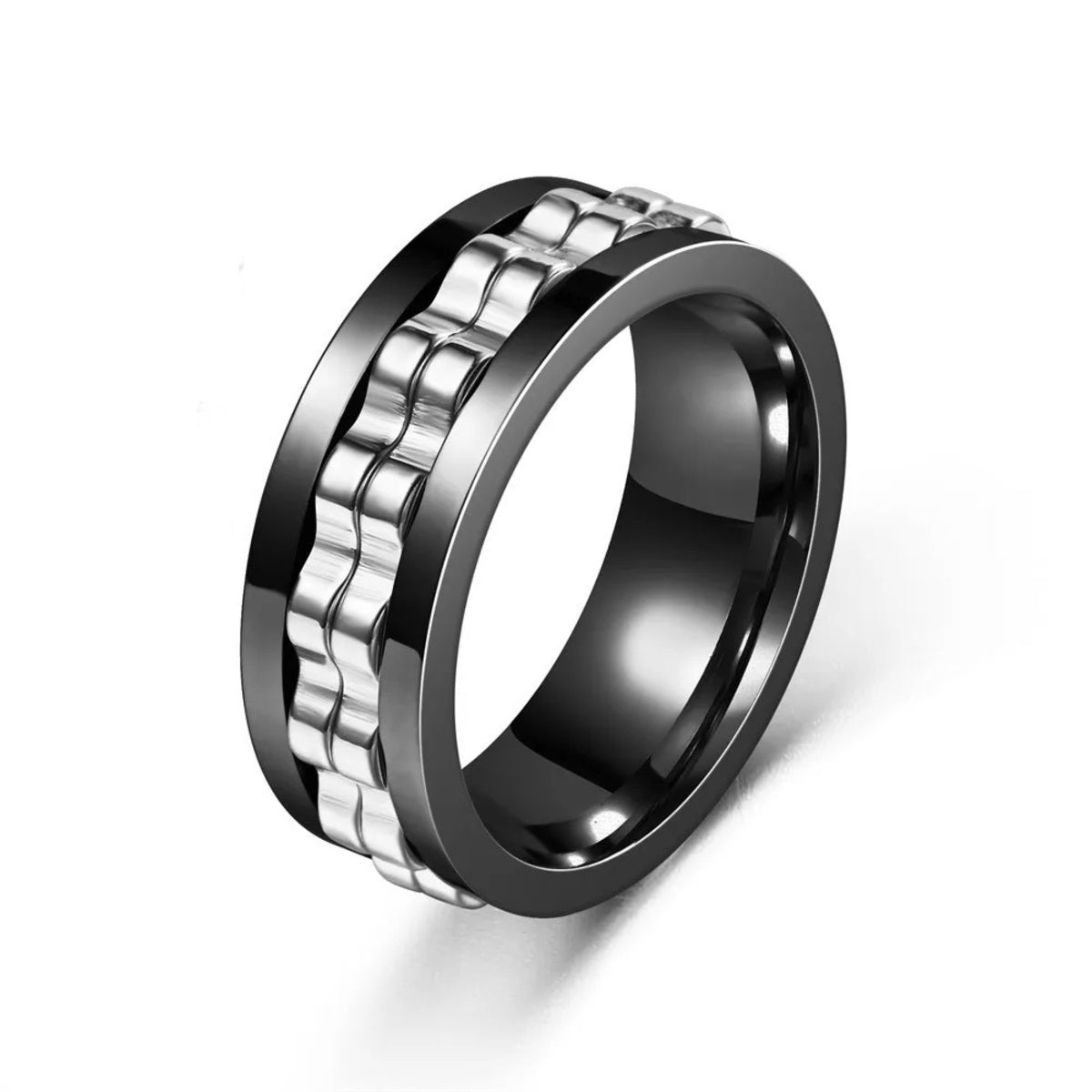 Stainless Steel Gear Chain Ring - Spinning Fidget Band